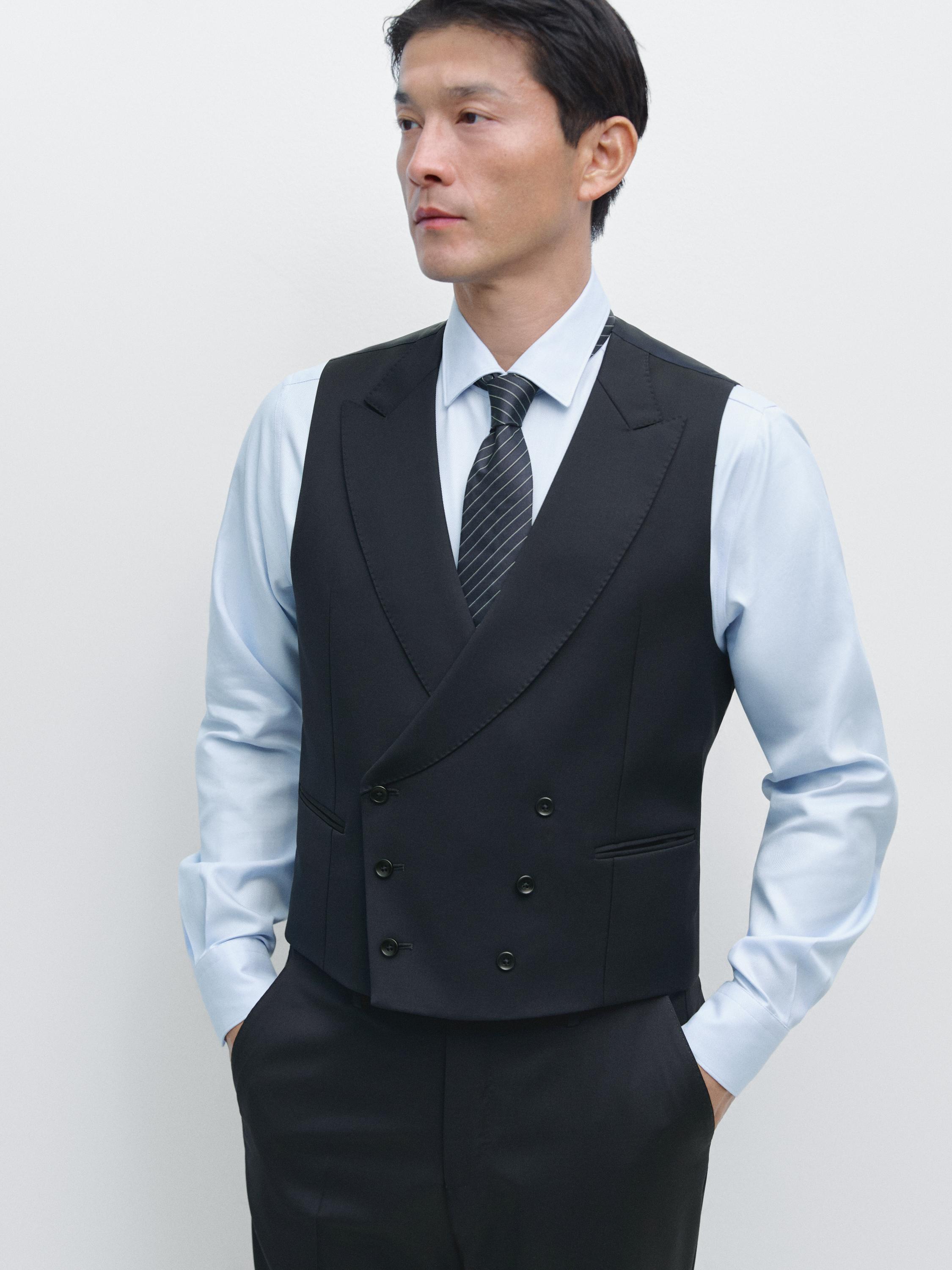 Cool wool blend suit waistcoat