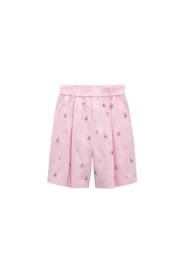 RHINESTONE LONG BERMUDA SHORTS