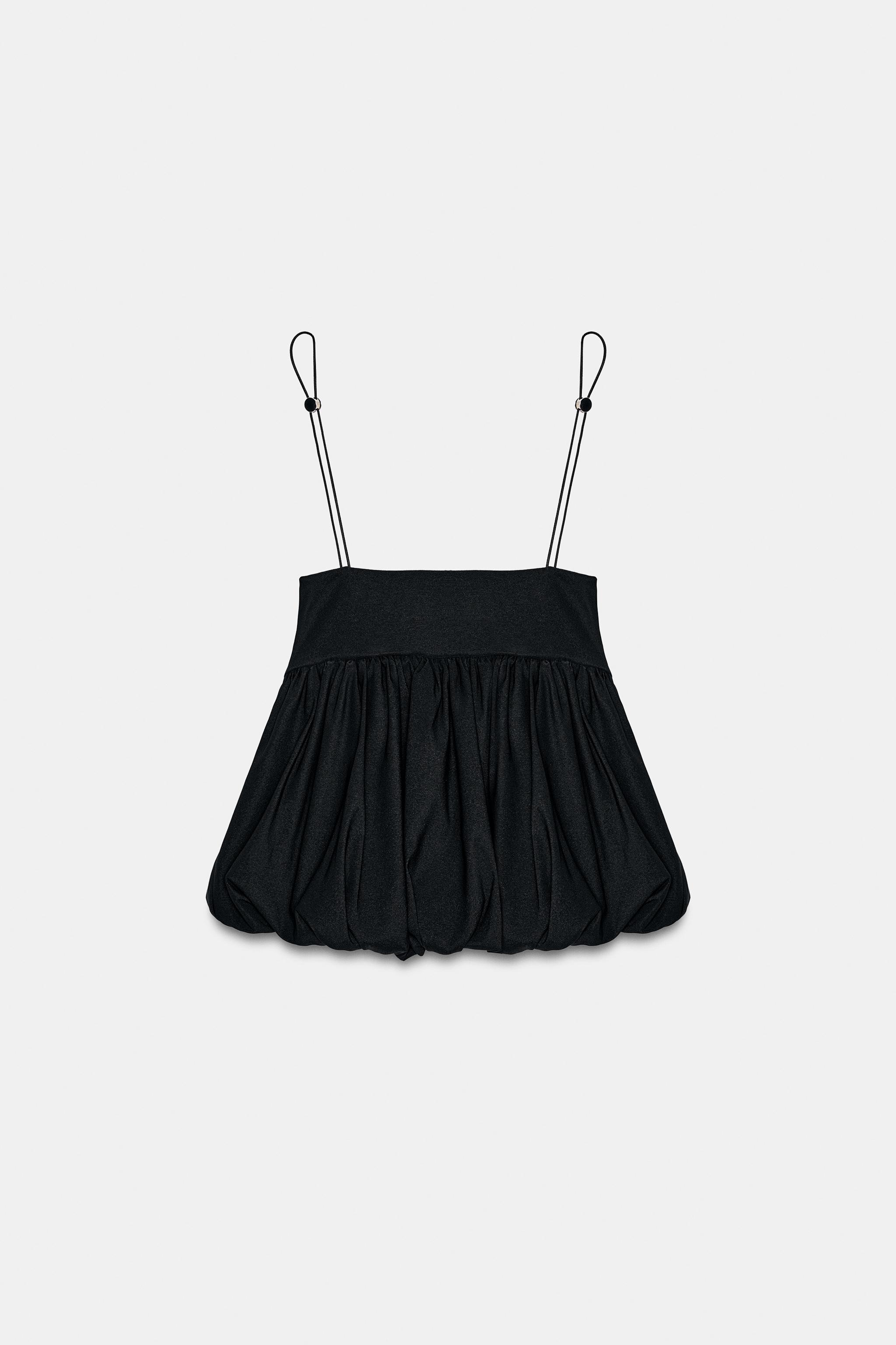 TOP BALÃO COM STOPPERS - Preto | ZARA Brasil