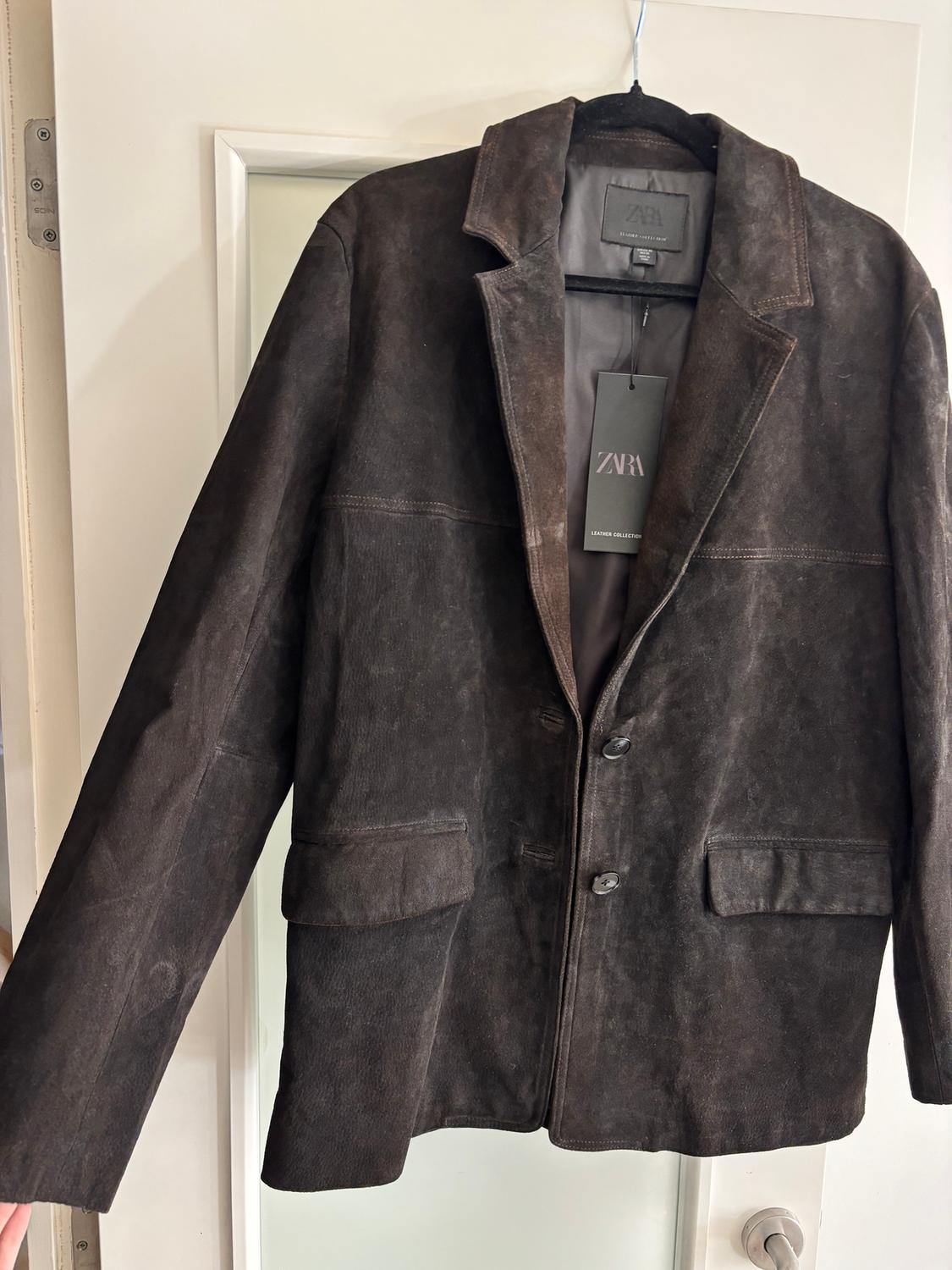 100% LEATHER SUEDE POCKET BLAZER - Image 4