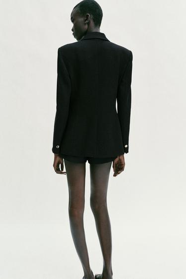 BLAZER AJUSTÉ ÉPAULETTES - Noir de Zara - Image 3