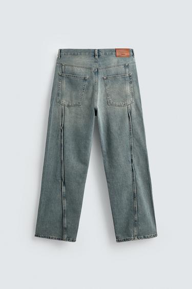 JEAN BAGGY FIT À COUTURES - Bleu / Vert de Zara - Image 8