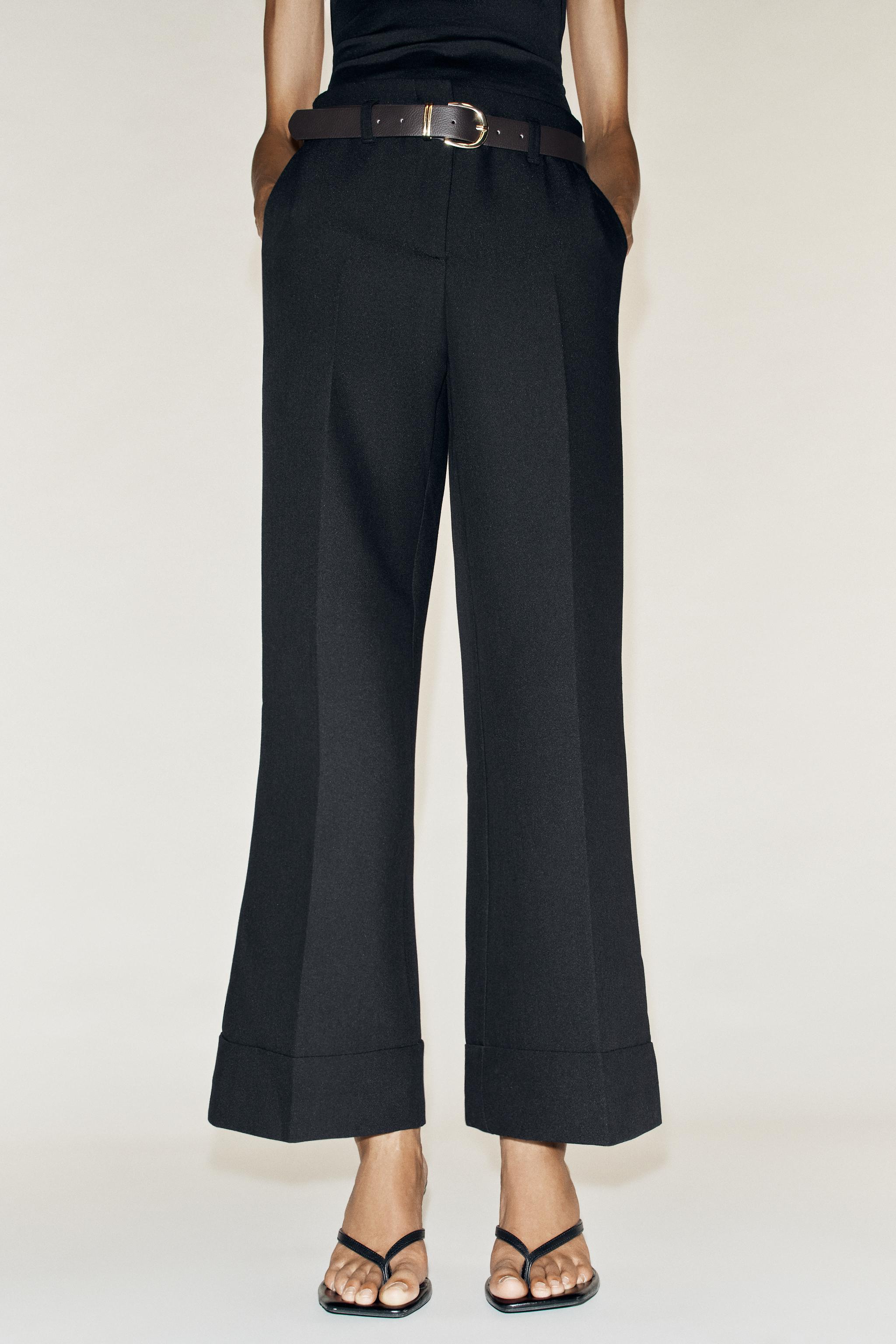 Zara KEMERLİ KIVRIK PAÇA PANTOLON görsel 5