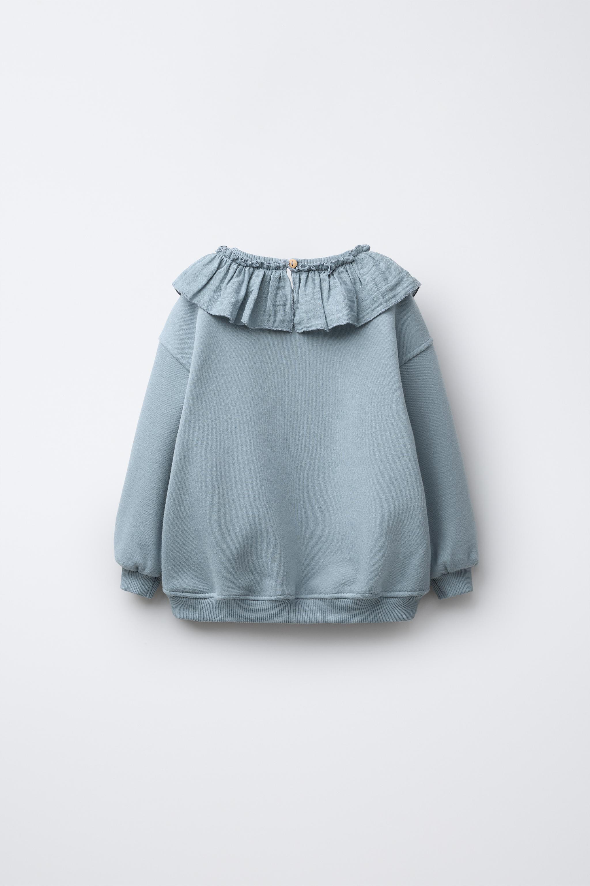 RUSTIC FRILL COLLAR SWEATSHIRT - Turquoise | ZARA Canada