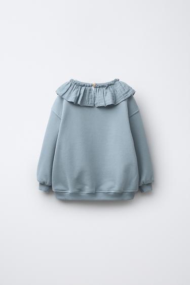 RUSTIC PETER PAN COLLAR SWEATSHIRT - Turquoise by Zara - Image 1