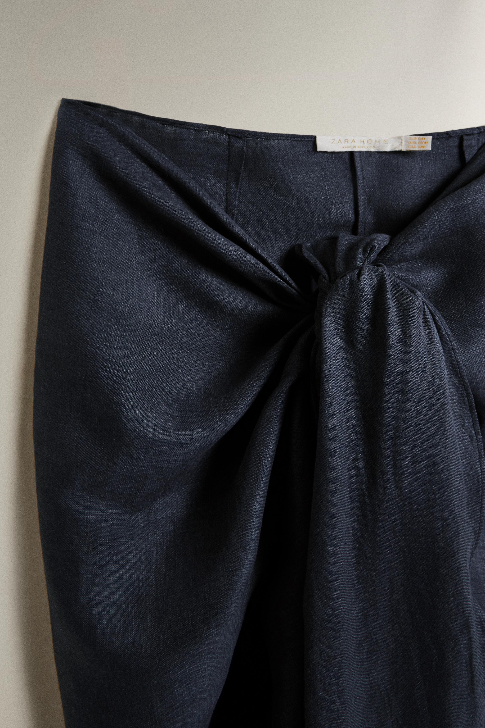 LONG LINEN BEACH SARONG WITH KNOT DETAIL