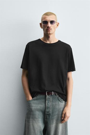 Zara BASIC MEDIUM WEIGHT T-SHIRT - Black