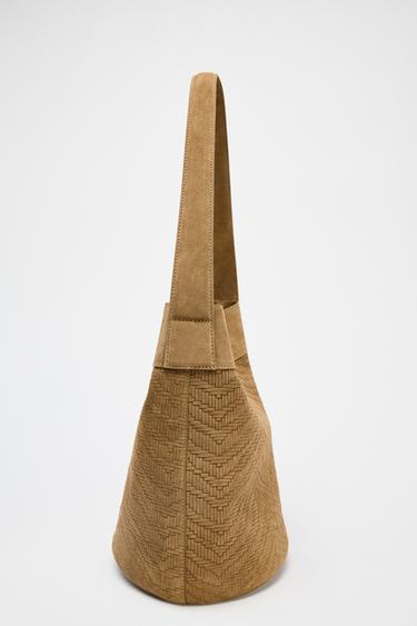 BRAIDED LEATHER MAXI BUCKET BAG - Brown by Zara - Image 4