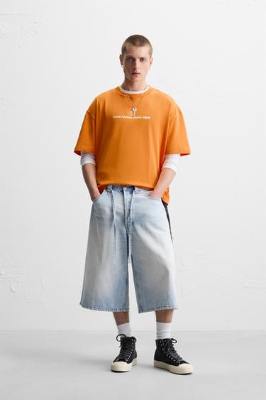 T-SHIRT WITH CONTRAST PRINTS - Orange by Zara - Image 0