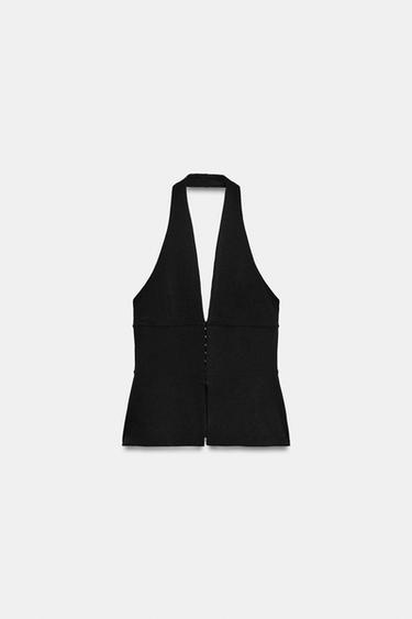 TOP HALTER STRETCH - Noir de Zara - Image 3