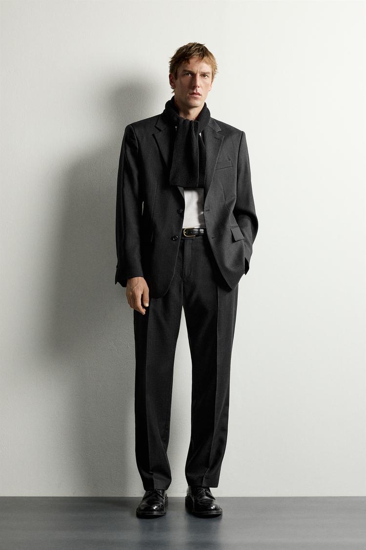 Zara Manteco® 100% wool striped suit blazer