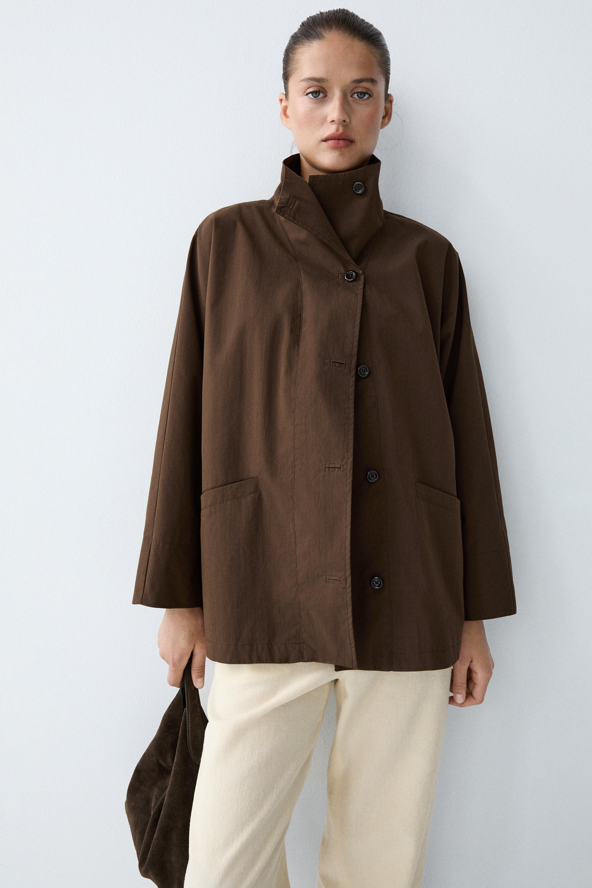 Cape jacket with collar detail — Mink marl