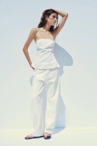 TRF SLOUCHY BELT LOOP MID-WAIST JEANS - White by Zara - Image 1