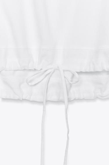 COTTON T-SHIRT WITH TIES - White by Zara - Image 7