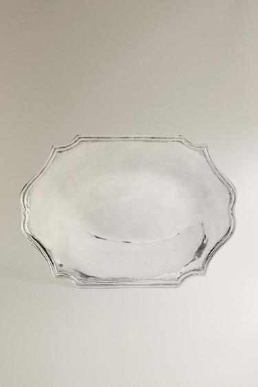 DECORATIVE STEEL TRAY - Silver by Zara