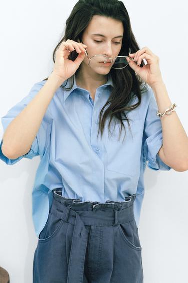 Zara POPLIN POCKET SHIRT - Light blue - Image 0