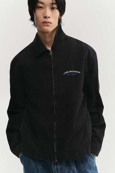 EMBROIDERED ZIP-UP JACKET - Black by Zara