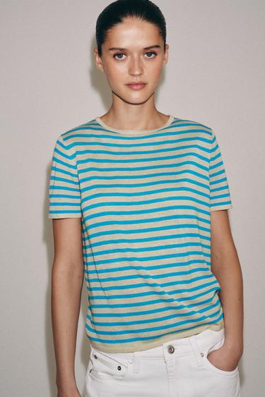 ÁO DỆT KIM KẺ SỌC - Xanh dương từ Zara