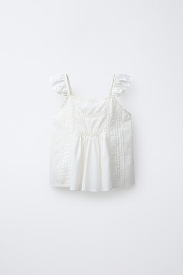 TOP ENTREDOS ALGODÓN - Crudo de Zara - Imagen 0