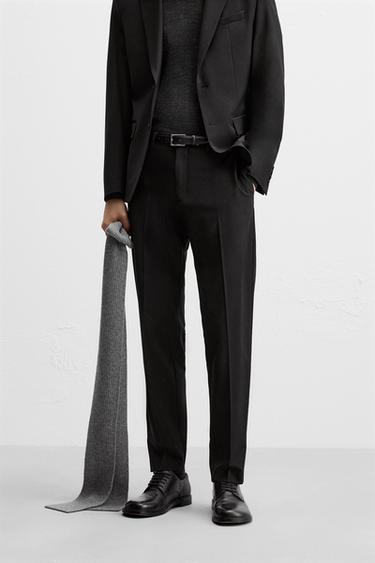 Zara TECHNICAL SUIT PANTS - Black