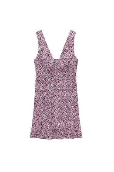 LINEN BLEND PRINT DRESS