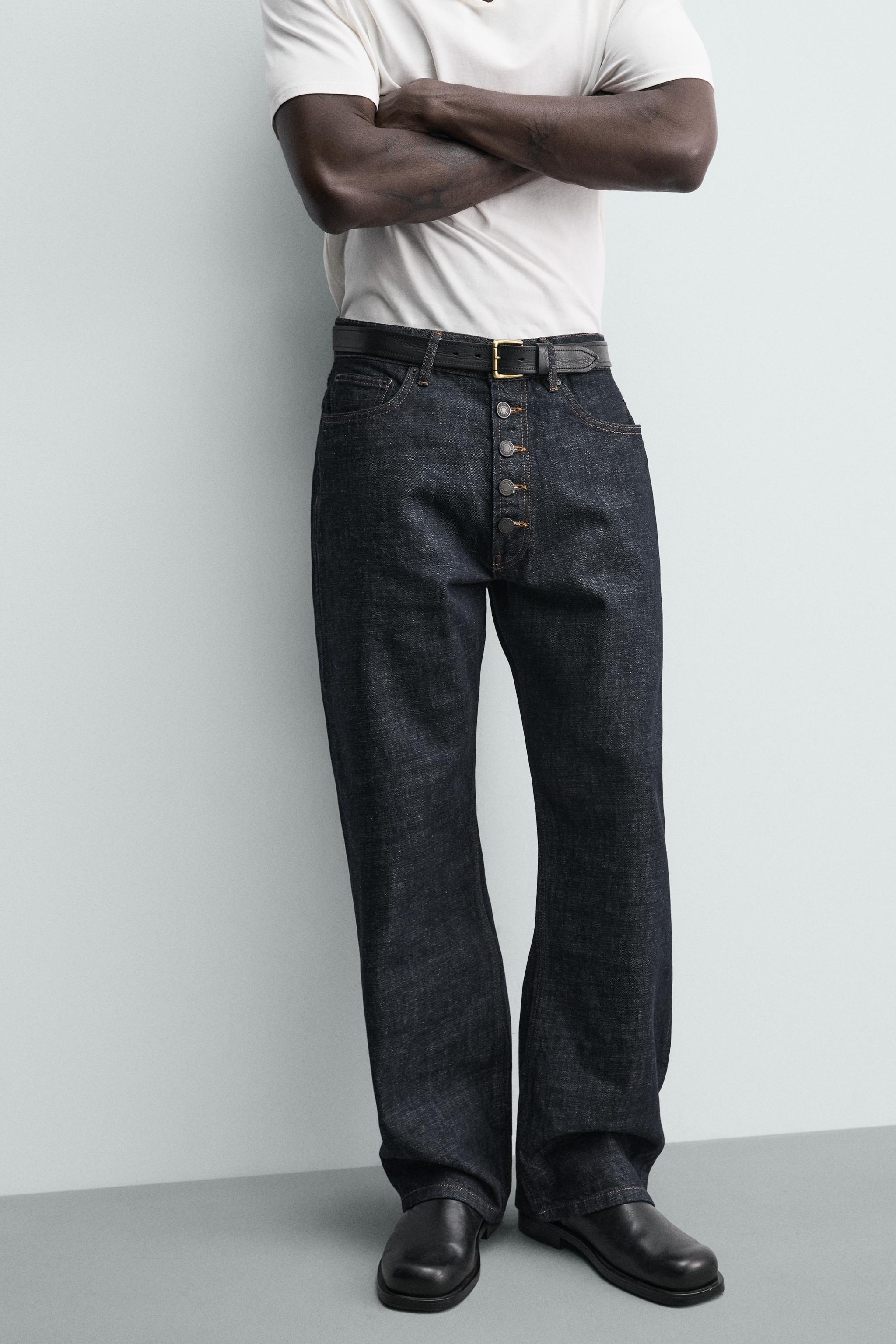 BUTTON-FRONT LOOSE FIT JEANS