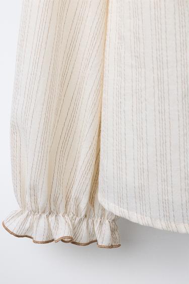 STRIPED SHIRT WITH RUFFLE TRIMS BENSIMON ® X ZARA - Light tan by Zara - Image 3