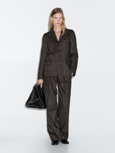 Blazer chiné laine - Noir de Zara - Image 0