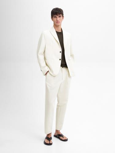 Pantalón traje mezcla algodón - Crudo de Zara - Imagen 0