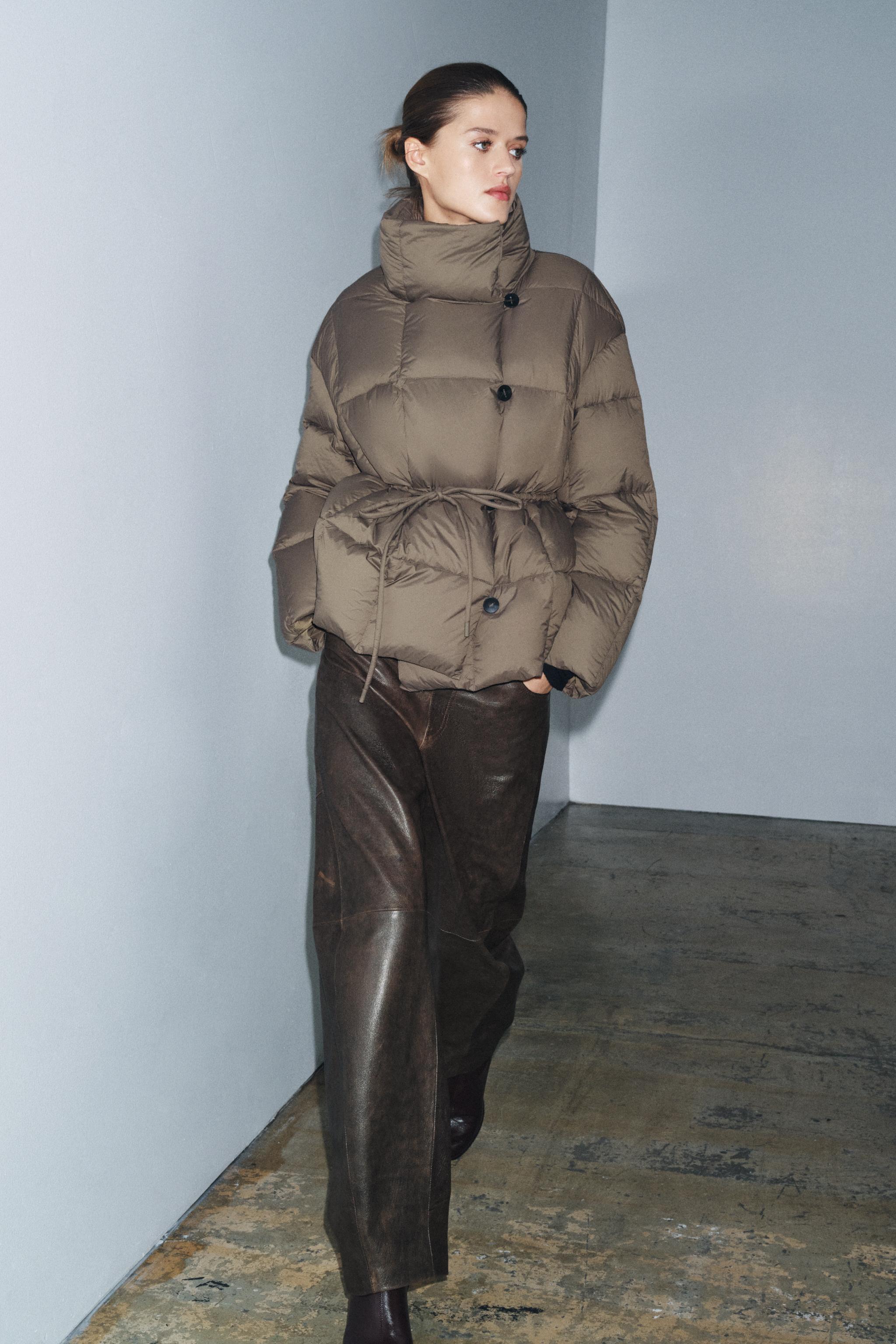 ベルト付きショートダウンジャケット ZW COLLECTION - モールグレー