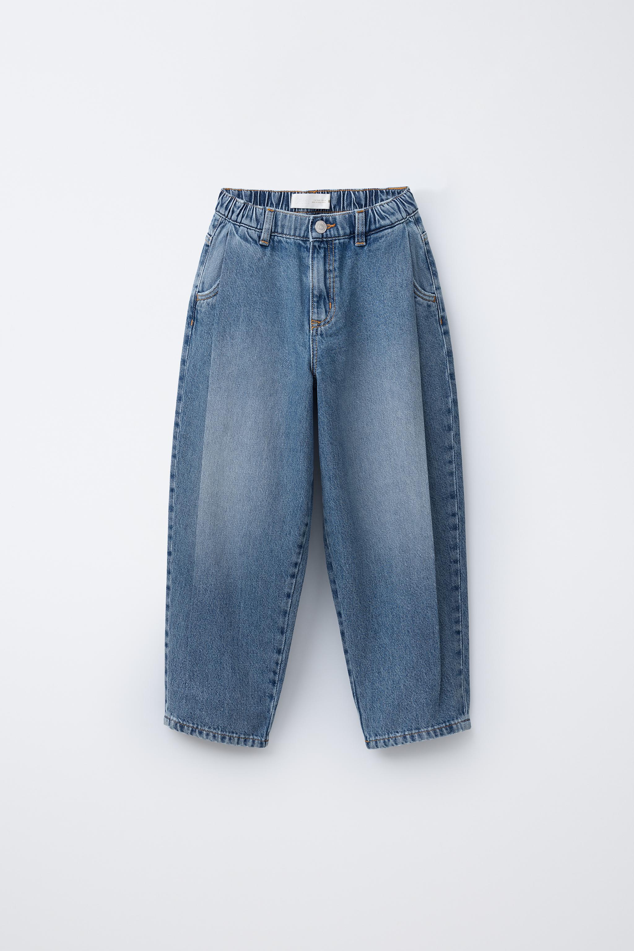 【U LAN】Lock Adjust Button Balloon Denim Pants BALLOON JEANS - Mid-blue | ZARA United States
