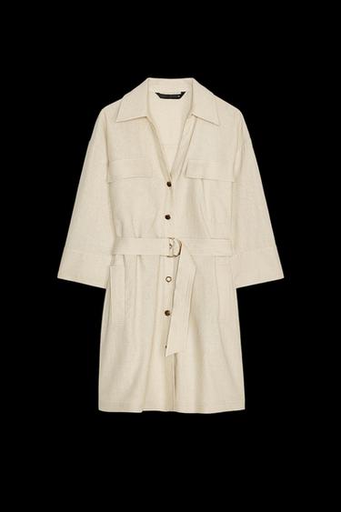 MINIKLEID MIT LEINEN-GÜRTEL - Hellbeige von Zara - Bild 0