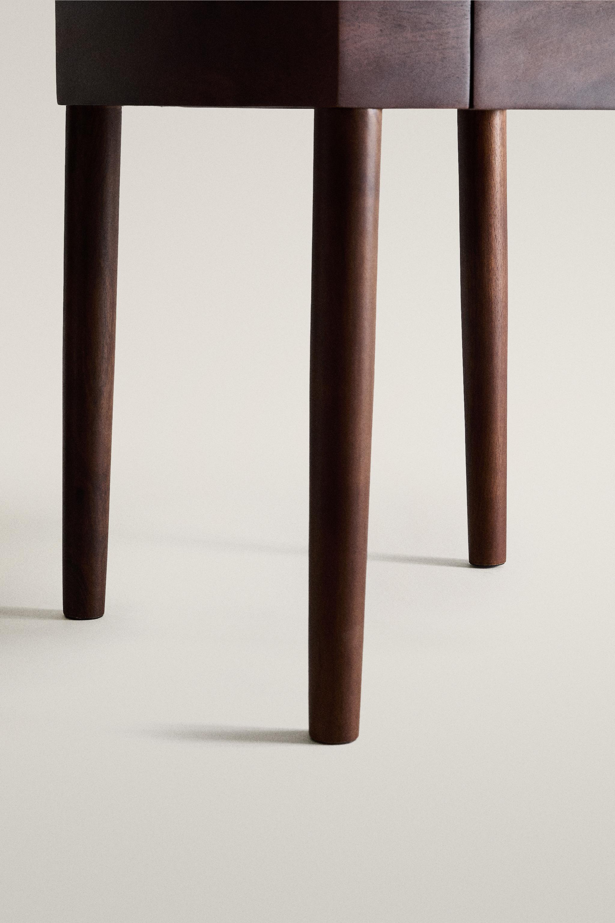 TEAK SIDE TABLE WITH MARBLE CHESS TOP