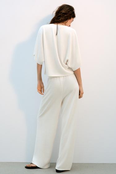 RUSTIC SHORT SLEEVE TOP - Ecru by Zara - Image 4