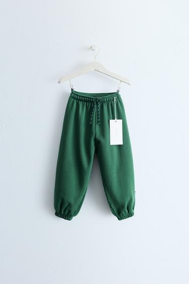 ZARA TIMELESS - QUẦN JOGGING VẢI NỈ GẮN NHÃN - XANH LỤC từ Zara - Hình ảnh 0