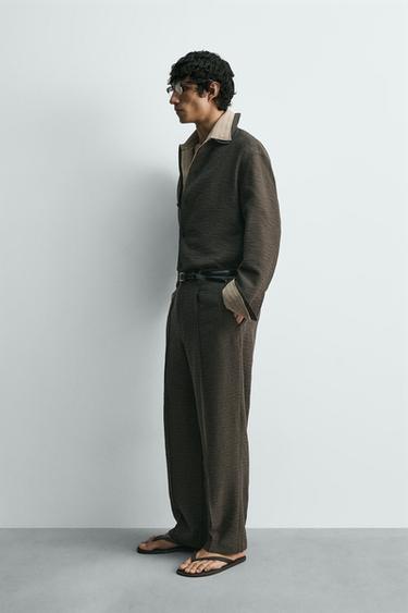 FLUID TEXTURED OVERSHIRT - Brown / Taupe by Zara - Image 3