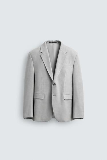 Zara TEXTURED SUIT BLAZER - Light gray