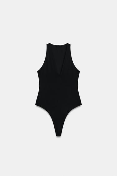 V-NECK BODYSUIT — Black 2