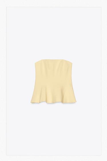 PEPLUM BANDEAU TOP - Yellow by Zara