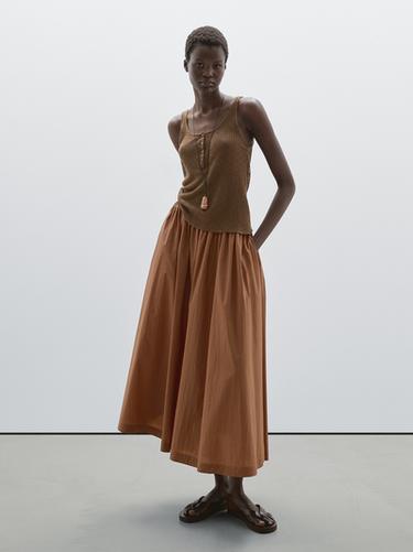Zara Melange fabric strappy top - Brown