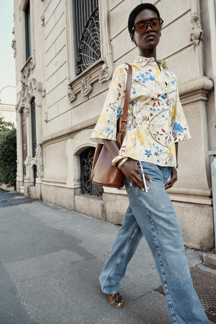 CAMISA ESTAMPADA FLORES Multicolor ZARA Chile