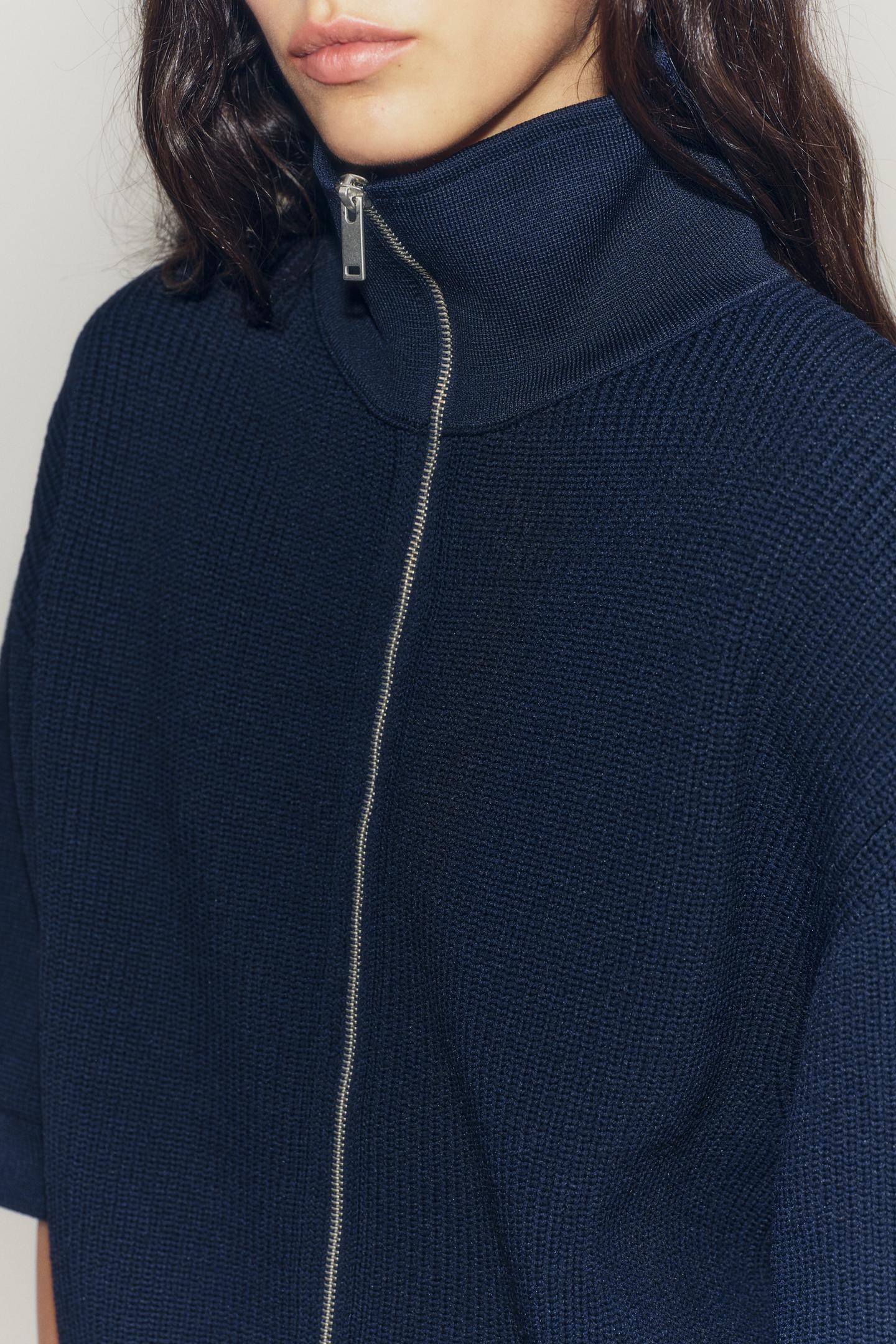 Женский кардиган Zara ZIP, цвет: Тёмно-синий — фото 4
