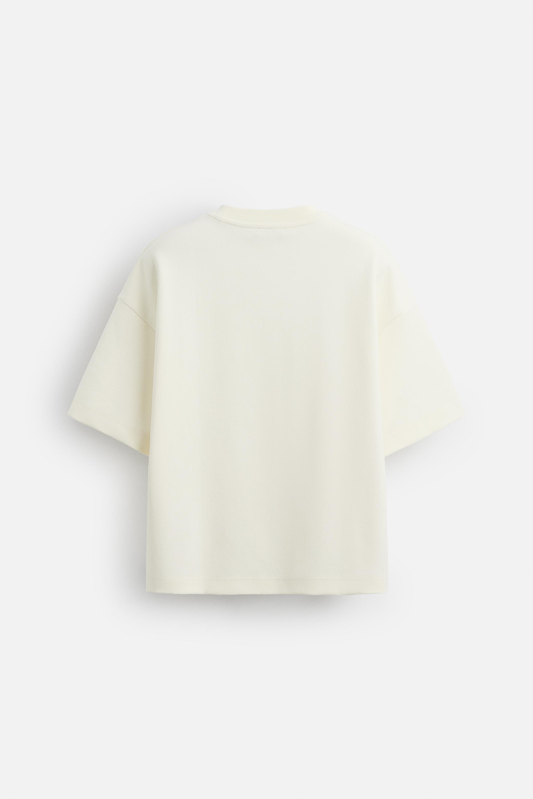 ★ドイツ発*ZARA*新作*SLOGAN エンボスTシャツ/OYSTER-WHITE★ EMBOSSED SLOGAN T-SHIRT - Oyster-white | ZARA India