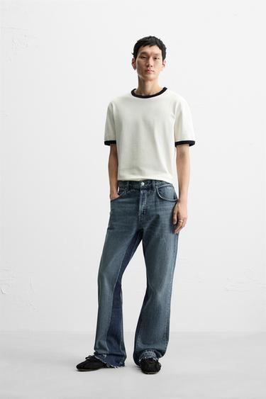 Zara PATCHWORK FLARE FIT JEANS - Mid-blue - Image 0