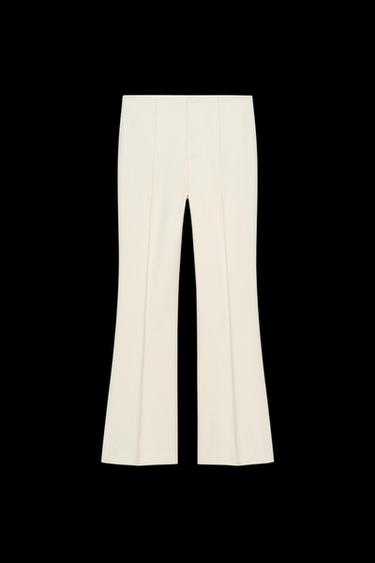 ZW COLLECTION RIBBED FLARE TROUSERS - Ecru by Zara - Image 0