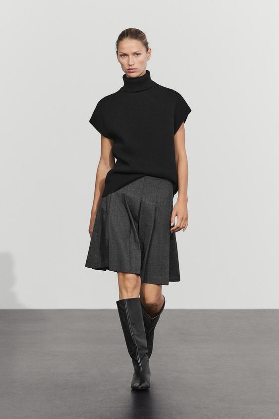 Falda tablas mezcla lana - Negro de Zara - Imagen 0