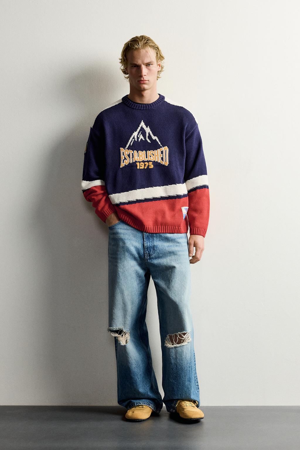 RELAXED FIT VINTAGE HOCKEY JACQUARD JUMPER