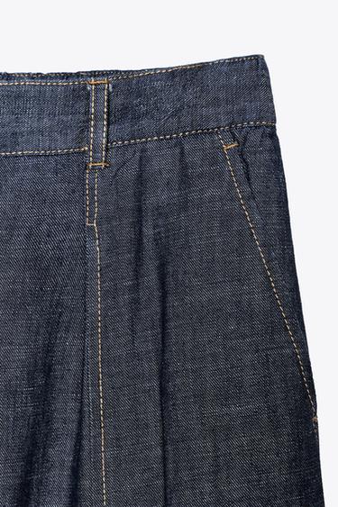 PANTALON LARGE AVEC LIN - Indigo de Zara - Image 8