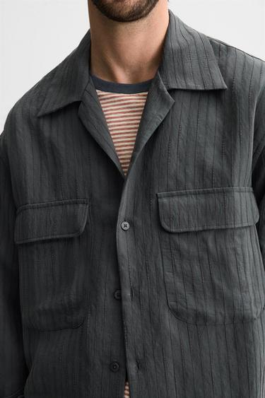 CHEMISE FLUIDE À RAYURES - Gris anthracite de Zara - Image 5