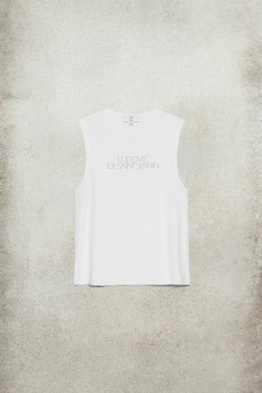 LUDOVIC DE SAINT SERNIN x ZARA 라인스톤 로고 탱크탑 - Zara 화이트
